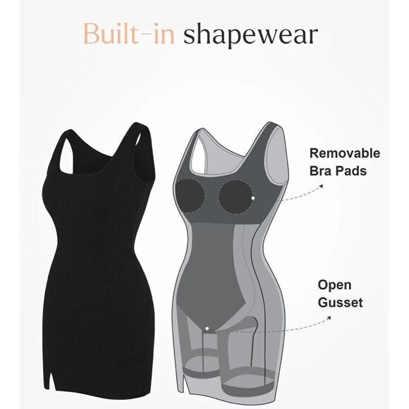 Popilush The Shapewear Dress Wide Straps Mini built in Shapewear - Picture 10 of 11